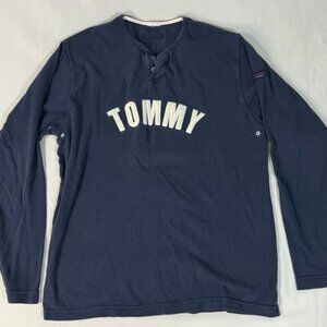 Men's Tommy Hilfiger Navy Henley-Style Long Sleeve Shirt MEDIUM